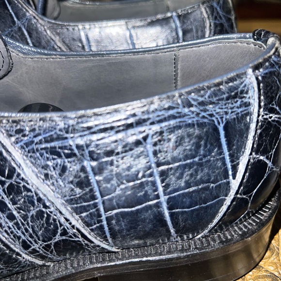 David Eden Alligator Skin Dress Derby Shoes Blue 9M - Picture 8 of 16